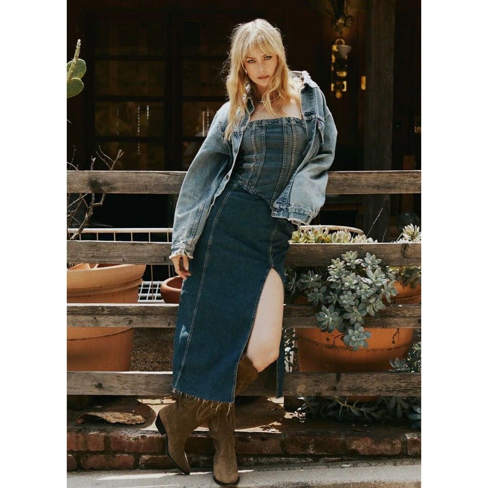 ZARA TRF STRAPLESS DENIM DRESS - Picture 5 of 13